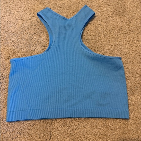 Blue ribbed crop halter top - Picture 3 of 3